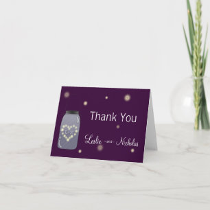 Carte De Remerciements Lucioles dans un pot Mason Love Heart Note de reme