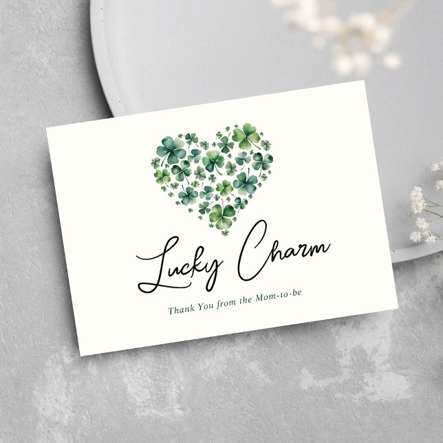 Carte De Remerciements Lucky Charm Shamrock Baby shower de coeur (Créateur téléchargé)