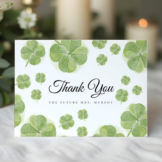 Carte De Remerciements Lucky in Love Green Fête des mariées Shamrock (Créateur téléchargé)