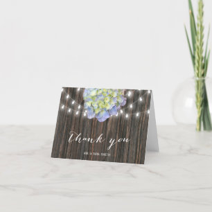 Carte De Remerciements Lumière de corde de Hydrangea de Vintage Bois de g