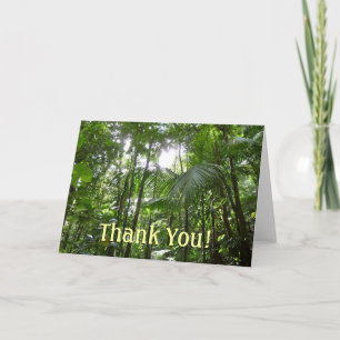 Carte De Remerciements Lumière du soleil à travers la canopée de la forêt