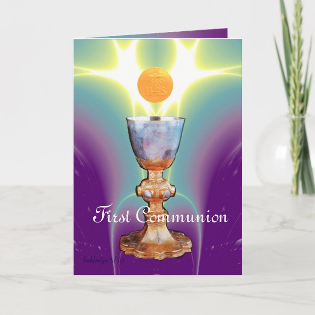 Carte De Remerciements LUMIÈRE SPIRITUELLE 1ère Communion sainte / Christ (Devant)