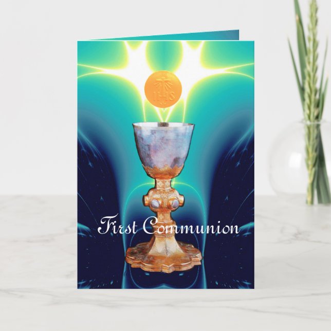 Carte De Remerciements LUMIÈRE SPIRITUELLE 1ère Communion sainte / Christ (Devant)