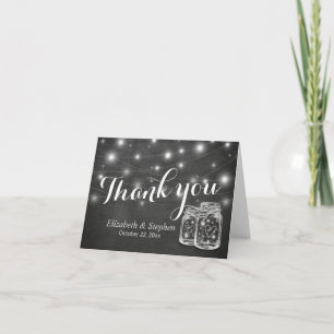 Carte De Remerciements Lumières de Chaîne de Pot de Maçon Élégant Mariage