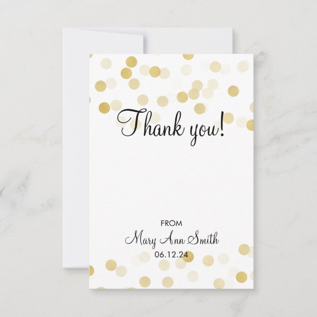 Carte De Remerciements Lumières de parties scintillantes de feuille d'or (Devant)