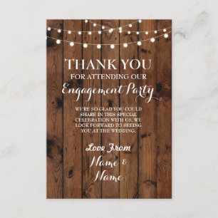 Carte De Remerciements Lumières en bois de mariage de fiançailles de