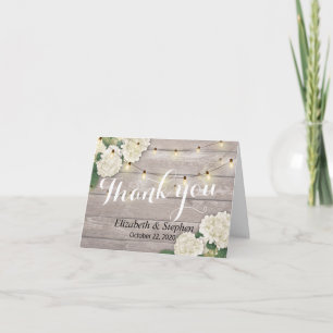 Carte De Remerciements Lumières florales en bois rustiques de ficelle de