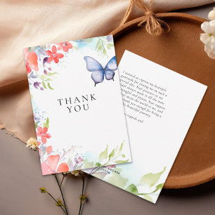 Carte De Remerciements Lunch en Blanc de Mariée Papillons