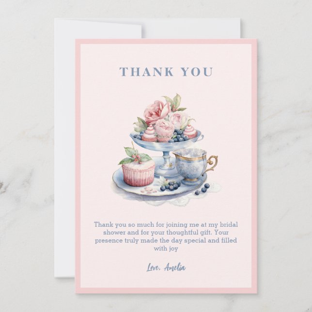 Carte De Remerciements Lundi nuptiale thé fête nuptiale douche nuptiale r (Devant)