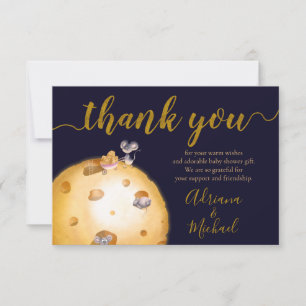 Carte De Remerciements lune de fromage, parties scintillant d'or, baby sh