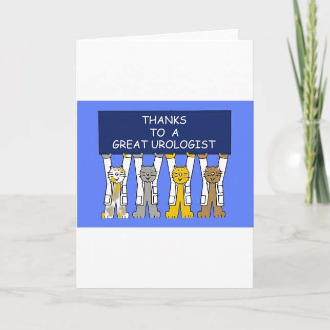 Carte De Remerciements L'urologue remercie les chats caricaturaux en mant (Devant)