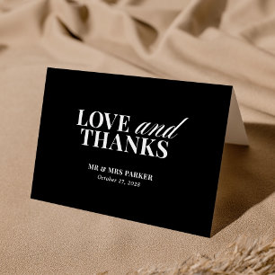 Carte De Remerciements Luxe classique   Élégant Mariage noir