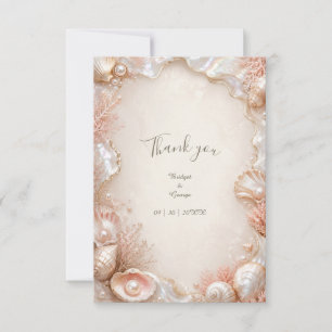 Carte De Remerciements Luxe Perle Coquillage de mariage glamour Romance
