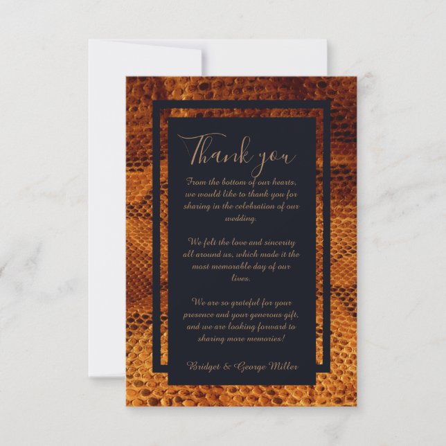 Carte De Remerciements luxueux animal en peau de serpent sauvage mariage (Devant)