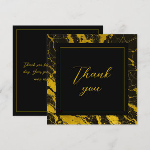 Carte De Remerciements Luxueux Marbre Noir & Or Sweet 16 Anniversaire