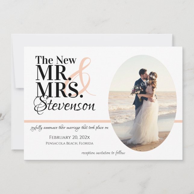 Carte De Remerciements M. et Mme la Mariage Elopement avec photo (Devant)