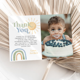 Carte De Remerciements M. Onederful 1er anniversaire Rainbow Photo
