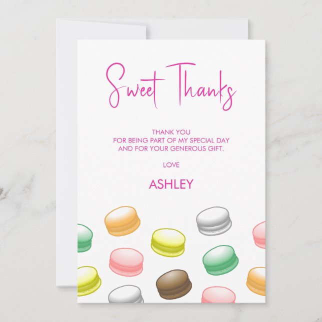 Carte De Remerciements Macarons doux 16 (Devant)