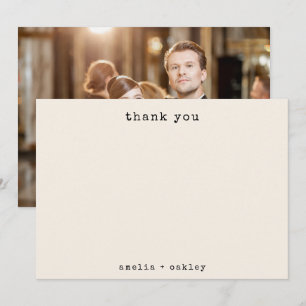 Carte De Remerciements Machine à écrire minimaliste Mariage photo personn