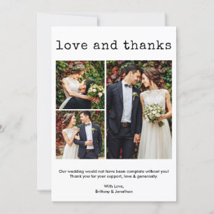 Carte De Remerciements Machine à écrire moderne à la mode Texte Mariage 3