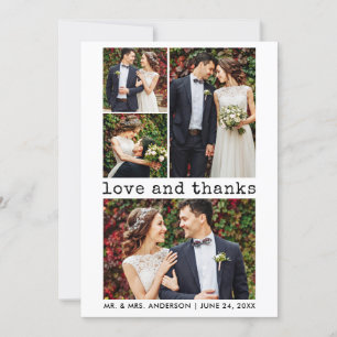 Carte De Remerciements Machine à écrire moderne à la mode Texte Mariage 4