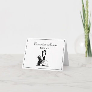 Carte De Remerciements Madame vintage With Pearls Blk White d'art déco
