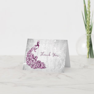 Carte de remerciements Magenta Peacock