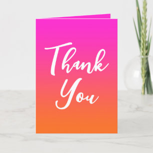 Carte De Remerciements Magenta rose chaud et orange brillant Ombre