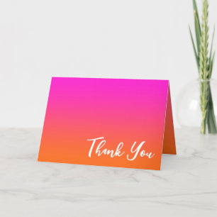 Carte De Remerciements Magenta rose chaud et orange brillant Ombre