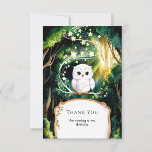 Carte De Remerciements Magique Anniversaire de la Chouette Dans les Bois