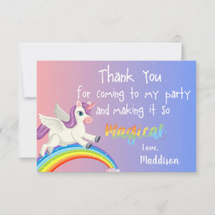 Carte De Remerciements Magique Arc-en-ciel rose Pastel mignon Unicorn Ann