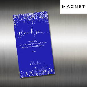 Carte de remerciements magnétique en argent bleu r