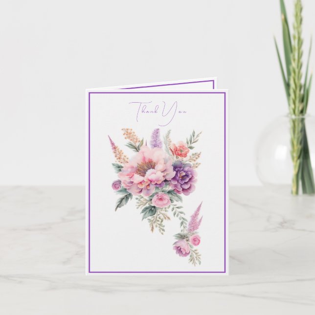 Carte De Remerciements Magnifique bouquet floral aquarelle   (Devant)