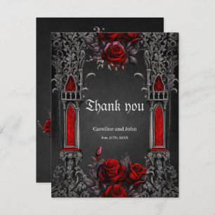 Carte De Remerciements Magnifique design mariage gothique foncé.
