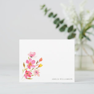 Carte De Remerciements Magnifique Fête de Mariage Florale Aquarelle Rose