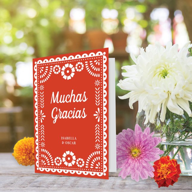 Carte De Remerciements Magnifique Papel Orné Picado Rouge Chaud Mariage (Créateur téléchargé)