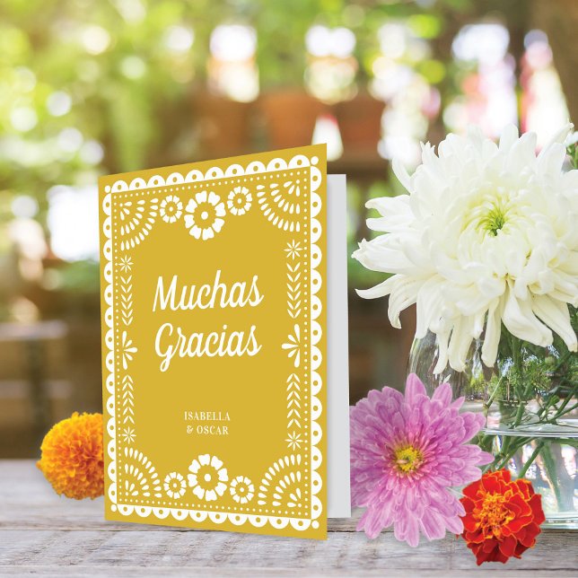 Carte De Remerciements Magnifique papier orné Picado Mariage jaune (Créateur téléchargé)