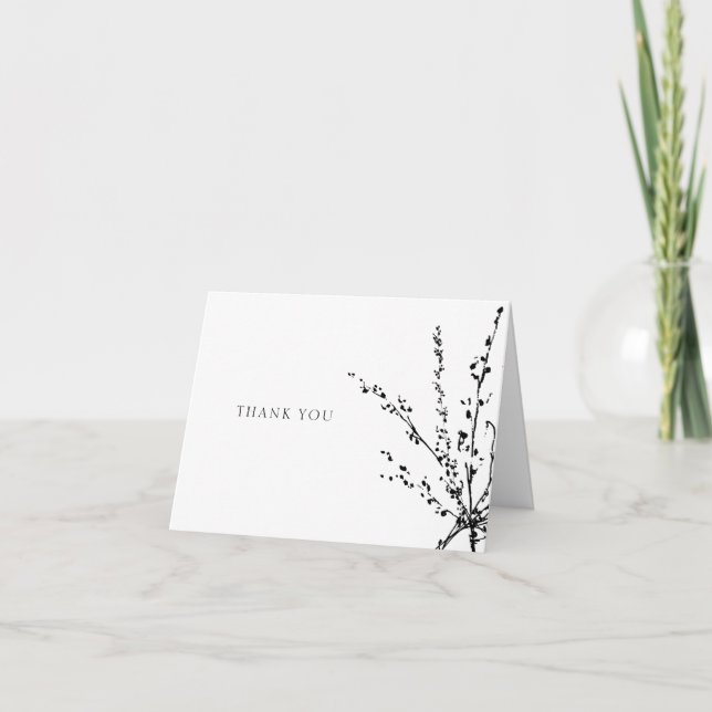 Carte De Remerciements Magnifique remerciement minimaliste blanc et noir (Devant)