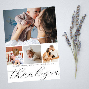 Carte De Remerciements Magnifique Script 4 Collage Photo Bébé
