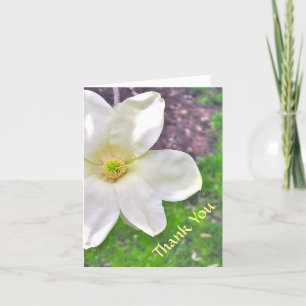 CARTE DE REMERCIEMENTS MAGNOLIE BLANCHE/MERCI/PHOTOG./TEXTE PERSONNALISAB