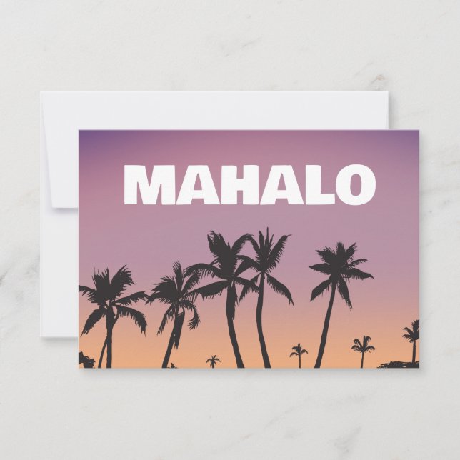 Carte De Remerciements Mahalo Hawaii Sunset Palm Tree Gradient Postcard  (Devant)