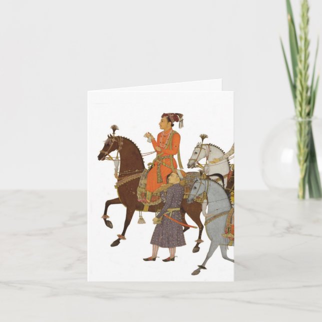 Carte De Remerciements Maharaja indien à cheval, note de Merci/carte (Devant)