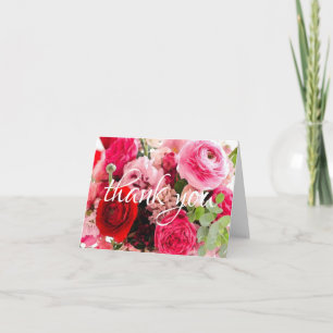Carte De Remerciements Main de remerciement écriture aquarelle roses fleu