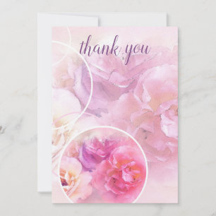 Carte De Remerciements Main de remerciement Script Roses aquarelles éléga