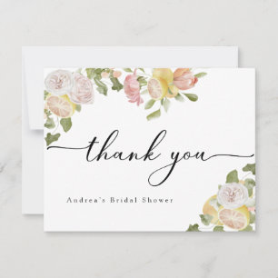Carte De Remerciements Main Squeeze Citrus Fleur Rose