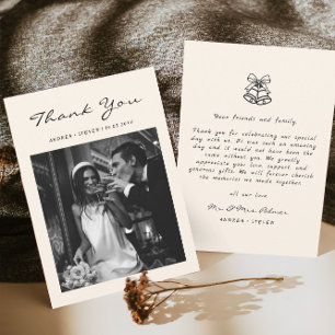 Carte De Remerciements Main tiré vieux Mariage d'argent