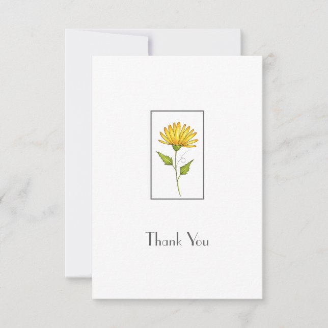 Carte De Remerciements Main tirée Golden Yellow Daisy (Devant)