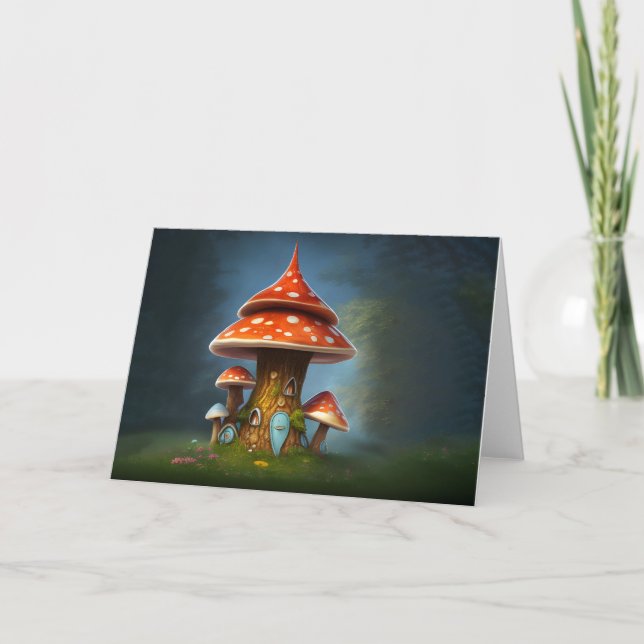 Carte De Remerciements Maison de champignons Whimsical (Devant)