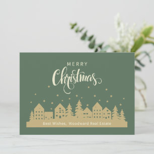 Carte De Remerciements Maison de Noël Retro   Client immobilier personnal