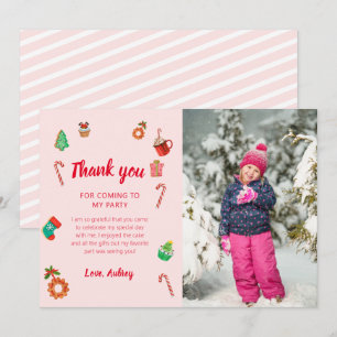 Carte De Remerciements Maison en pain d'épices rose Noël Anniversaire